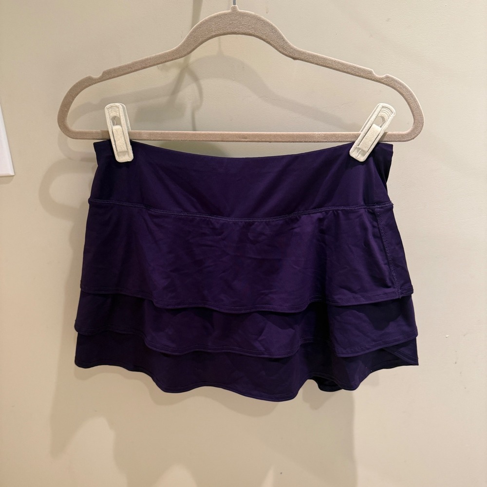 Athleta Skort Ruffle Athletic Skirt Purple Activewear Skirt Back Pocket S